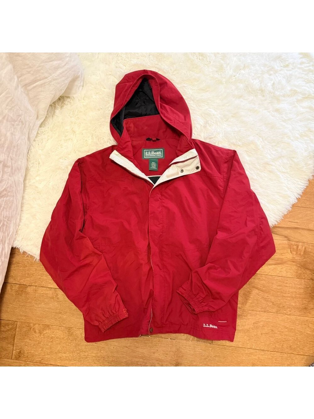 VTG LL Bean Red Hooded Windbreaker Jacket Mens XL Gorpcore Outdoor Vibe Vintage